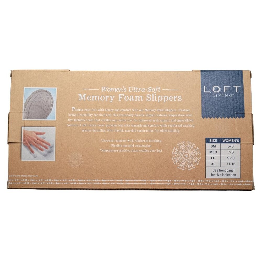 Loft Living Womens Memory Foam Slippers Med 7-8 Blue Faux Fur Non-Skid - Picture 6 of 6